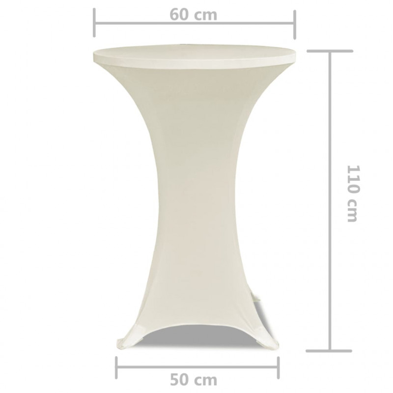 Obrus na stół barowy Ø 60 cm kremowy rozciągany 2 szt