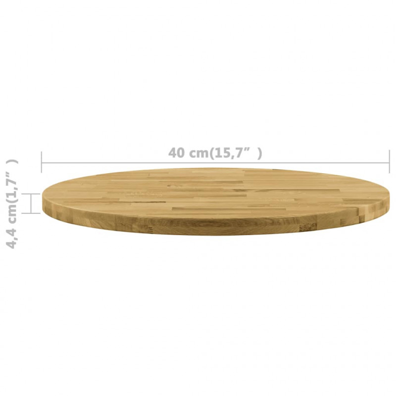 Okrągły blat do stolika z litego drewna dębowego, 44 mm, 400 mm