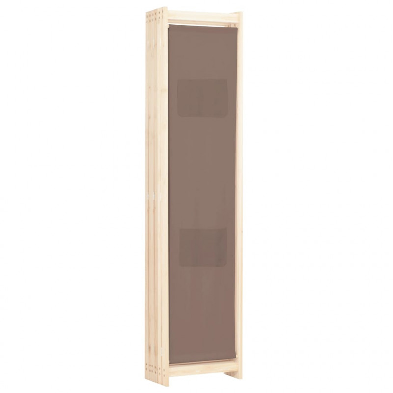 Parawan 6-panelowy, brązowy, 240 x 170 x 4 cm, tkanina