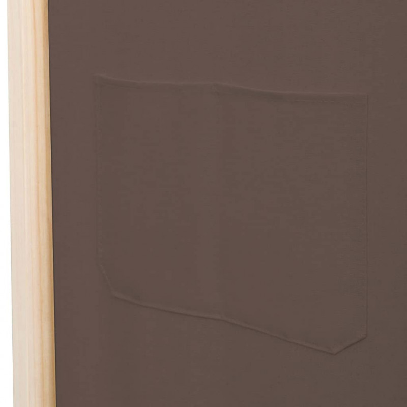 Parawan 6-panelowy, brązowy, 240 x 170 x 4 cm, tkanina