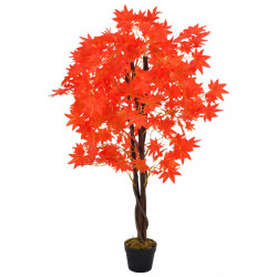 Sztuczny klon z doniczką, czerwony, 120 cm