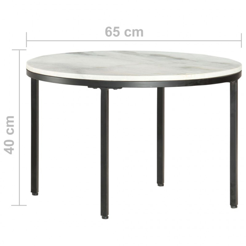 Stolik kawowy, biało-czarny, Ø65 cm, prawdziwy marmur