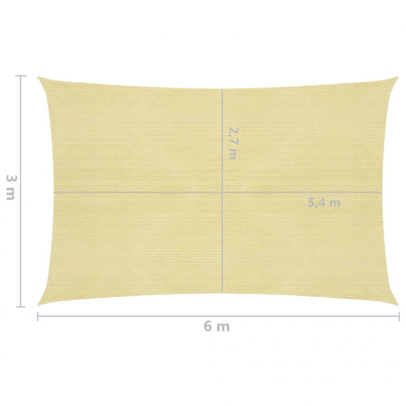 Żagiel przeciwsłoneczny, 160 g/m², beżowy, 3x6 m, HDPE
