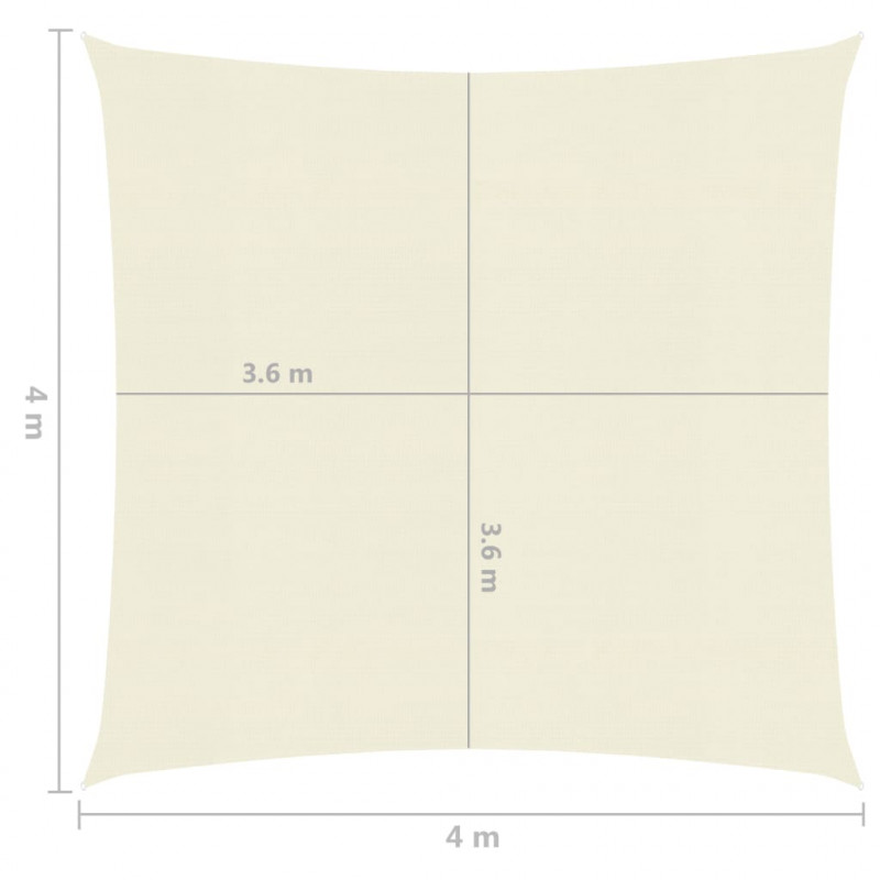 Żagiel przeciwsłoneczny, 160 g/m², kremowy, 4x4 m, HDPE