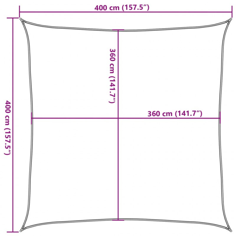 Żagiel przeciwsłoneczny, 160 g/m², kremowy, 4x4 m, HDPE