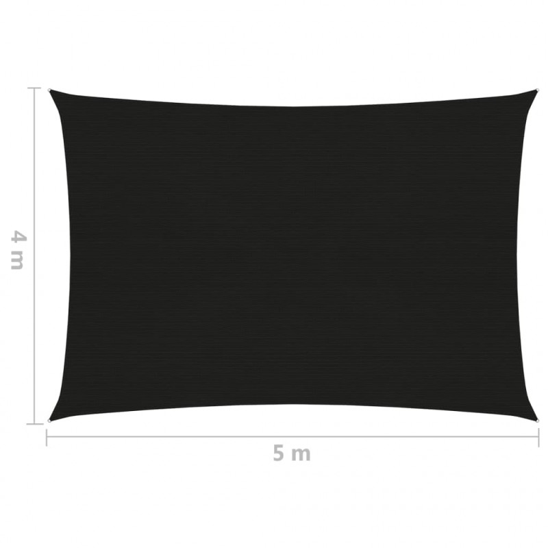 Żagiel przeciwsłoneczny, 160 g/m², czarny, 4x5 m, HDPE