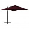 Parasol wiszący z podwójną czaszą, 250x250 cm, bordowy