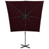Parasol wiszący z podwójną czaszą, 250x250 cm, bordowy