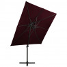 Parasol wiszący z podwójną czaszą, 250x250 cm, bordowy