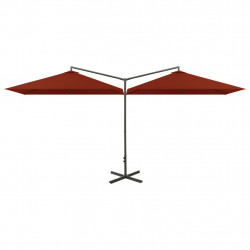 Podwójny parasol ogrodowy, stalowy słupek, terakota, 600x300 cm
