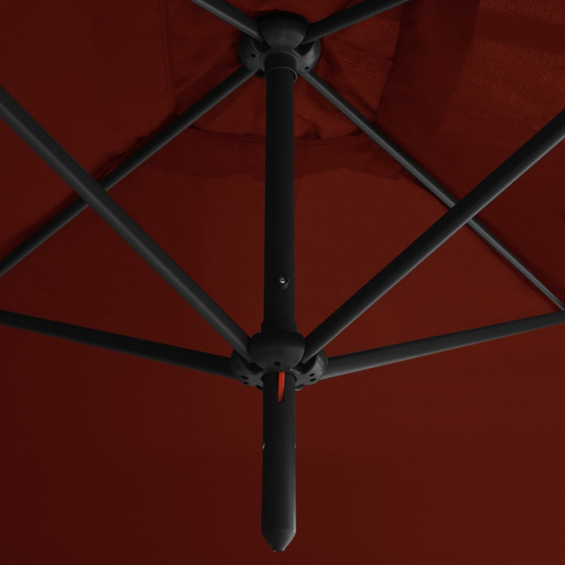 Podwójny parasol ogrodowy, stalowy słupek, terakota, 600x300 cm