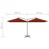 Podwójny parasol ogrodowy, stalowy słupek, terakota, 600x300 cm