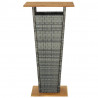 Stolik barowy, szary, 60x60x110 cm, rattan PE i lita akacja