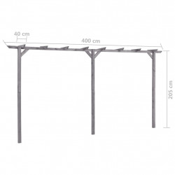 Pergola ogrodowa, szara, 400x40x205 cm, impregnowana sosna