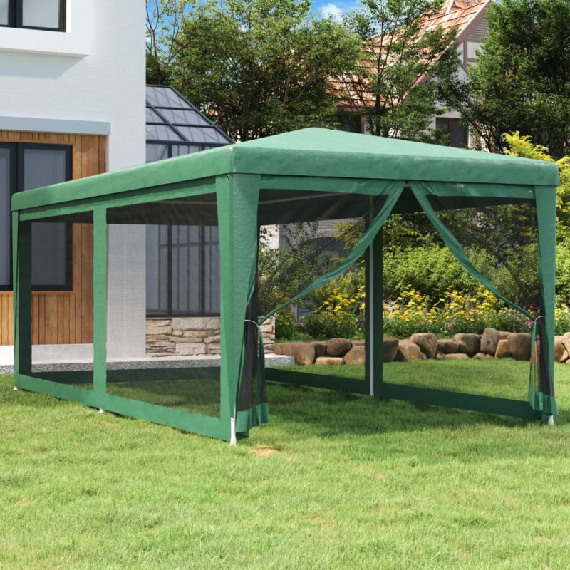 Namiot imprezowy z 6 ściankami z siatki, zielony, 3x6 m, HDPE
