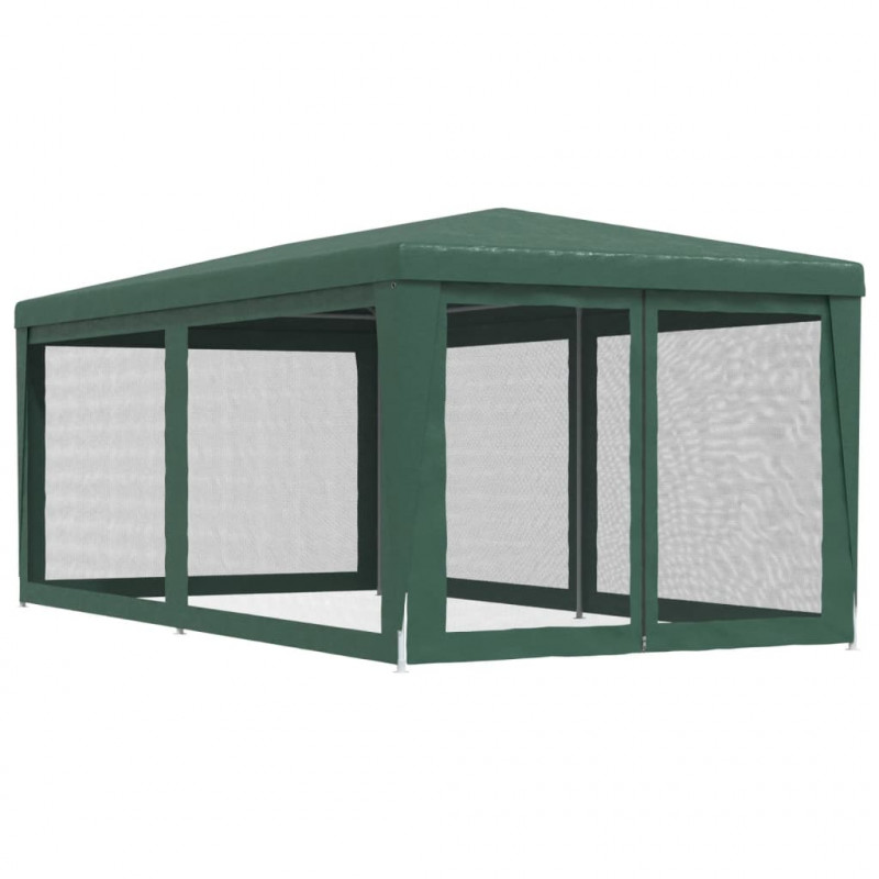 Namiot imprezowy z 6 ściankami z siatki, zielony, 3x6 m, HDPE