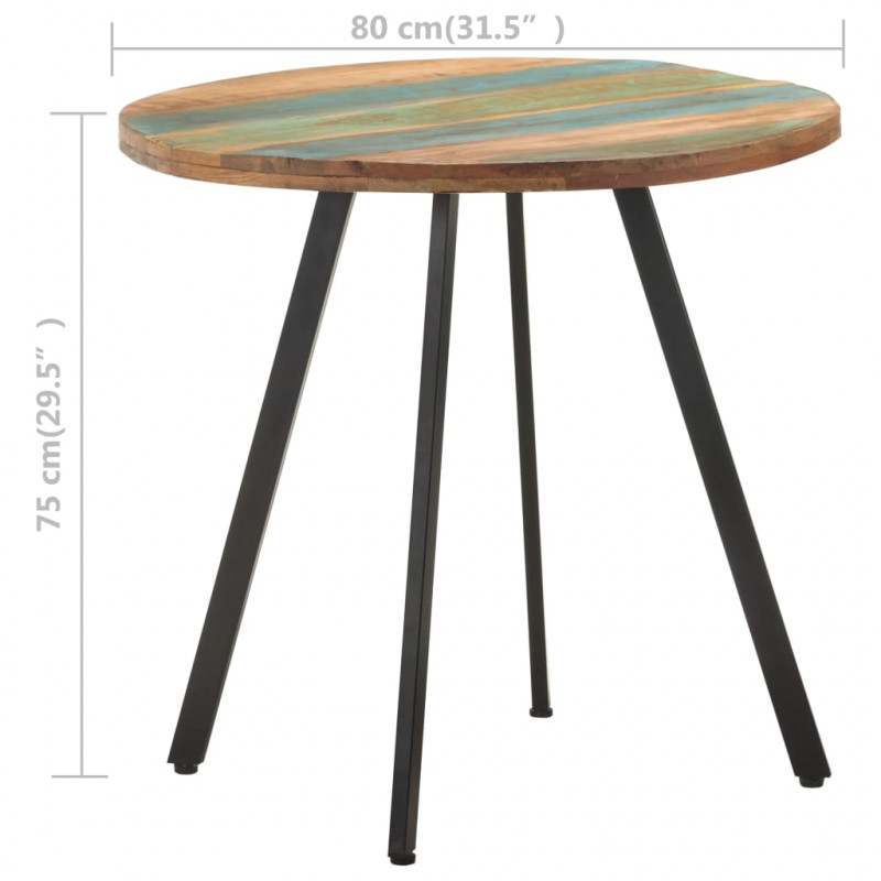 Stół jadalniany, 80 cm, lite drewno odzyskane