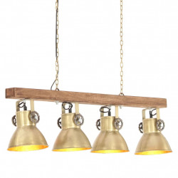 Industrialna lampa sufitowa, kolor mosiądzu, E27, drewno mango