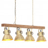 Industrialna lampa sufitowa, kolor mosiądzu, E27, drewno mango