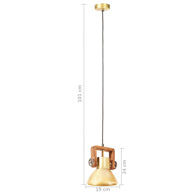 Industrialna lampa wisząca, 25 W, mosiężna, okrągła, 19 cm, E27