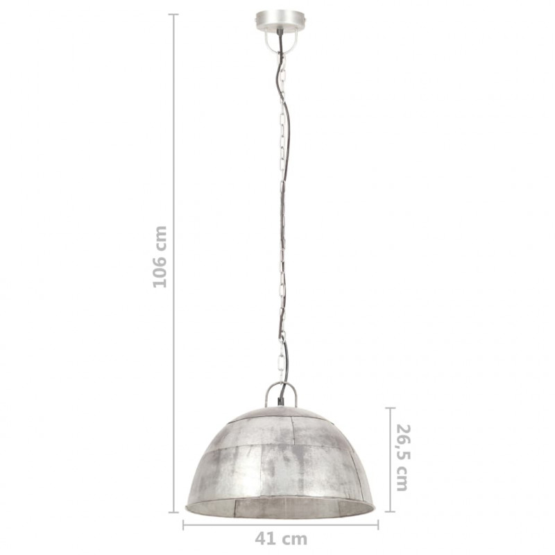 Industrialna lampa wisząca, 25 W, srebrna, okrągła, 41 cm, E27