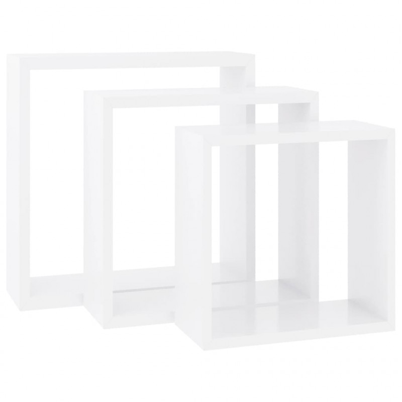Półki ścienne kostki, 3 szt., białe, MDF