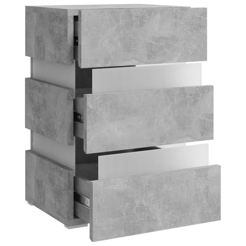 Szafka nocna z LED, szara, 45x35x67 cm, materiał drewnopochodny