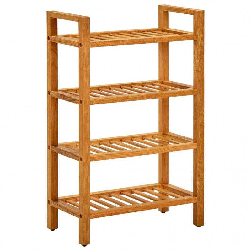 Stojak na buty z 4 półkami, 50x27x80 cm, lite drewno dębowe
