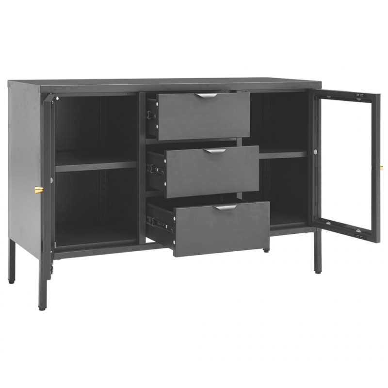 Komoda, antracytowa, 105x35x70 cm, stal i szkło hartowane