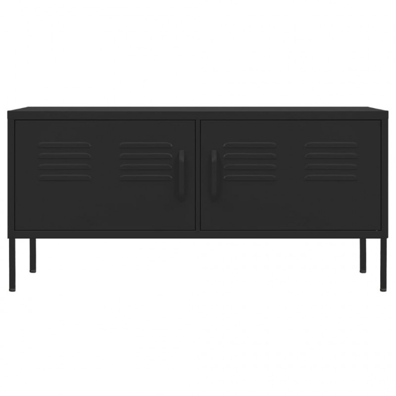 Szafka pod telewizor, czarna, 105x35x52 cm, stalowa