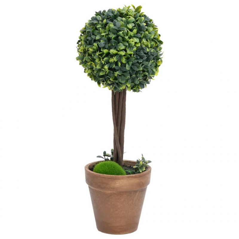 Kule ze sztucznego bukszpanu w doniczce, 2 szt., zielone, 33 cm