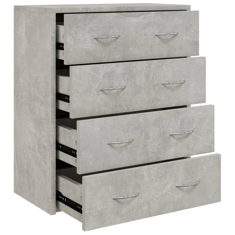 Komoda z 4 szufladami, 60 x 30,5 x 71 cm, szarość betonu