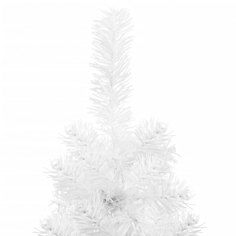 Smukła choinka połówka ze stojakiem, sztuczna, biała, 210 cm