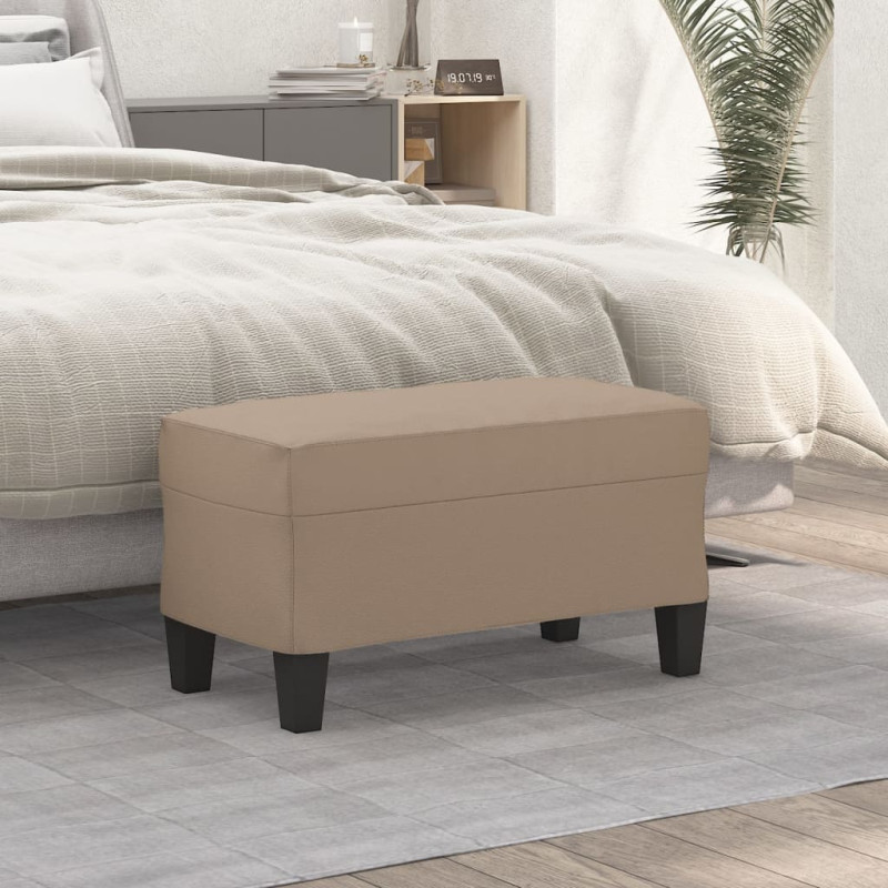 Ławka, cappuccino, 70x35x41 cm, tapicerowana sztuczną skórą