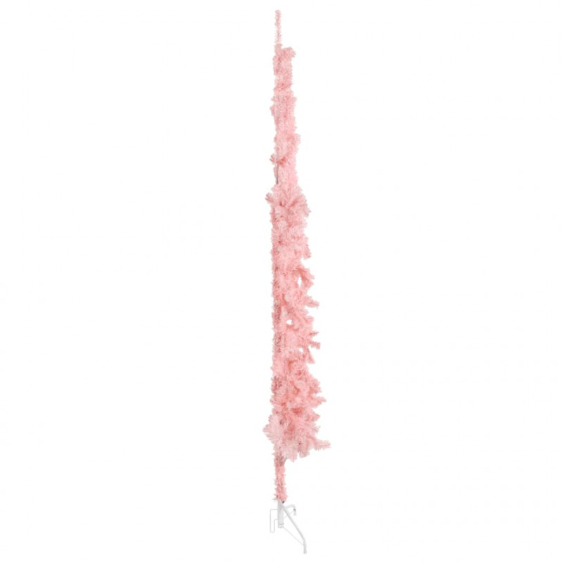 Smukła choinka połówka ze stojakiem, sztuczna, różowa, 240 cm