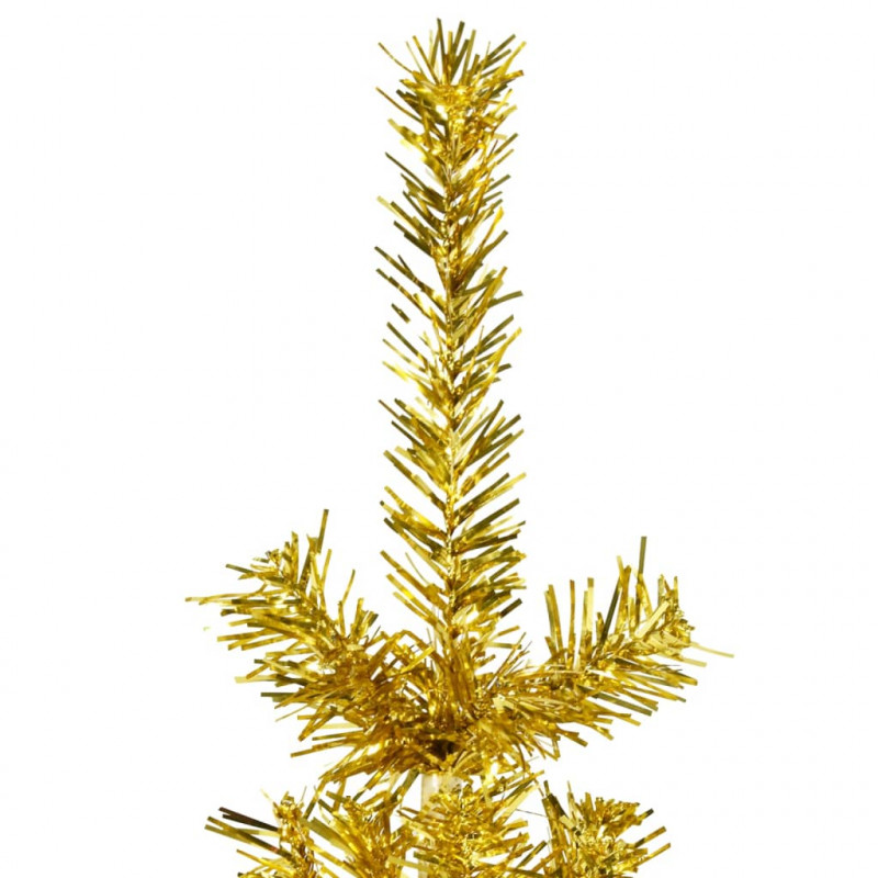 Smukła choinka połówka ze stojakiem, sztuczna, złota, 150 cm