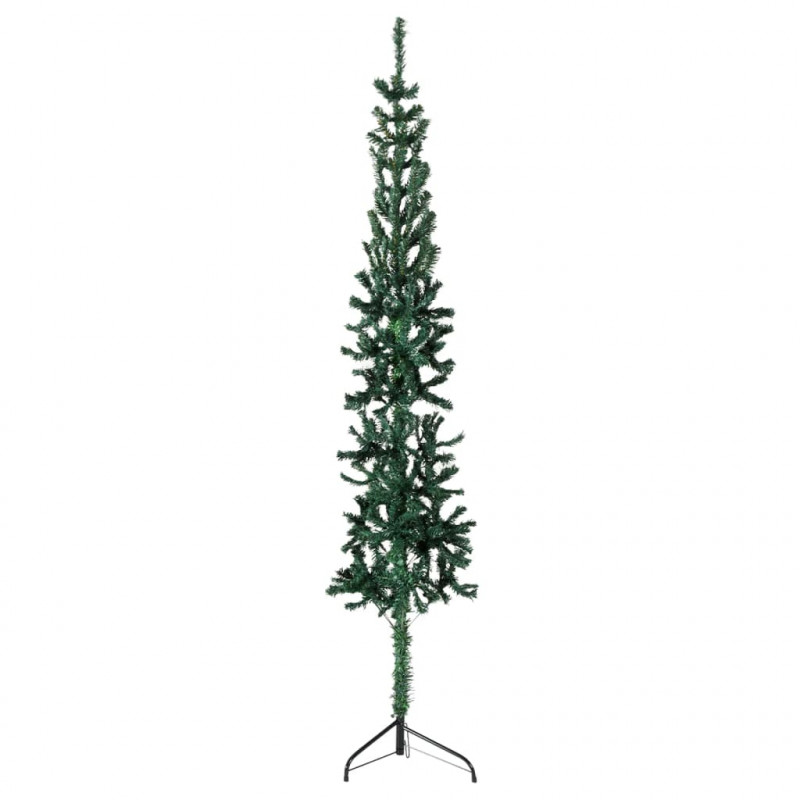 Smukła choinka połówka ze stojakiem, sztuczna, zielona, 210 cm