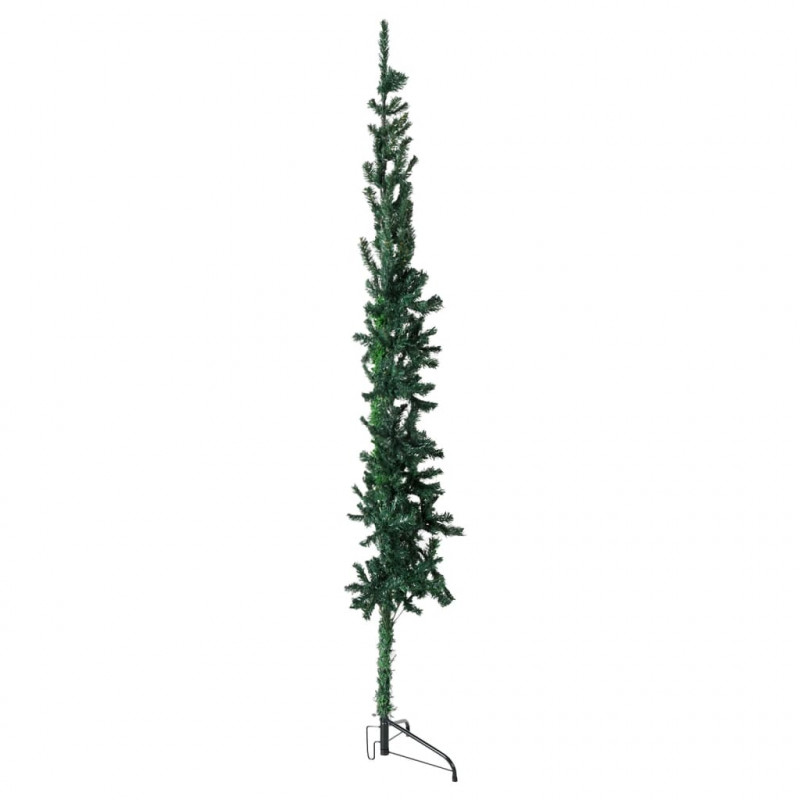 Smukła choinka połówka ze stojakiem, sztuczna, zielona, 210 cm