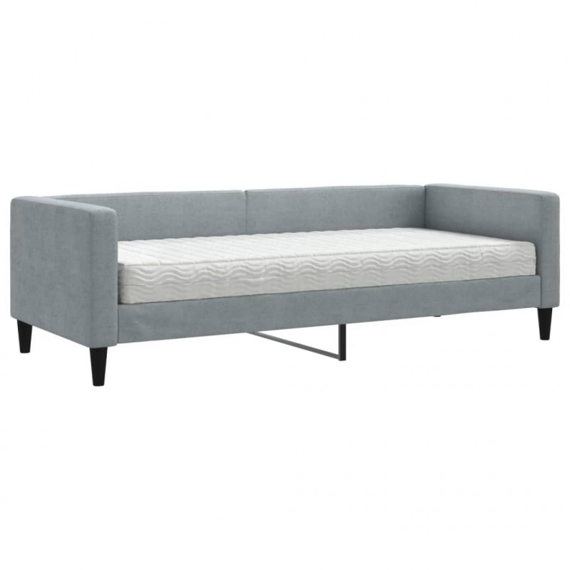Sofa z materacem do spania, jasnoszara, 80x200 cm, tkanina