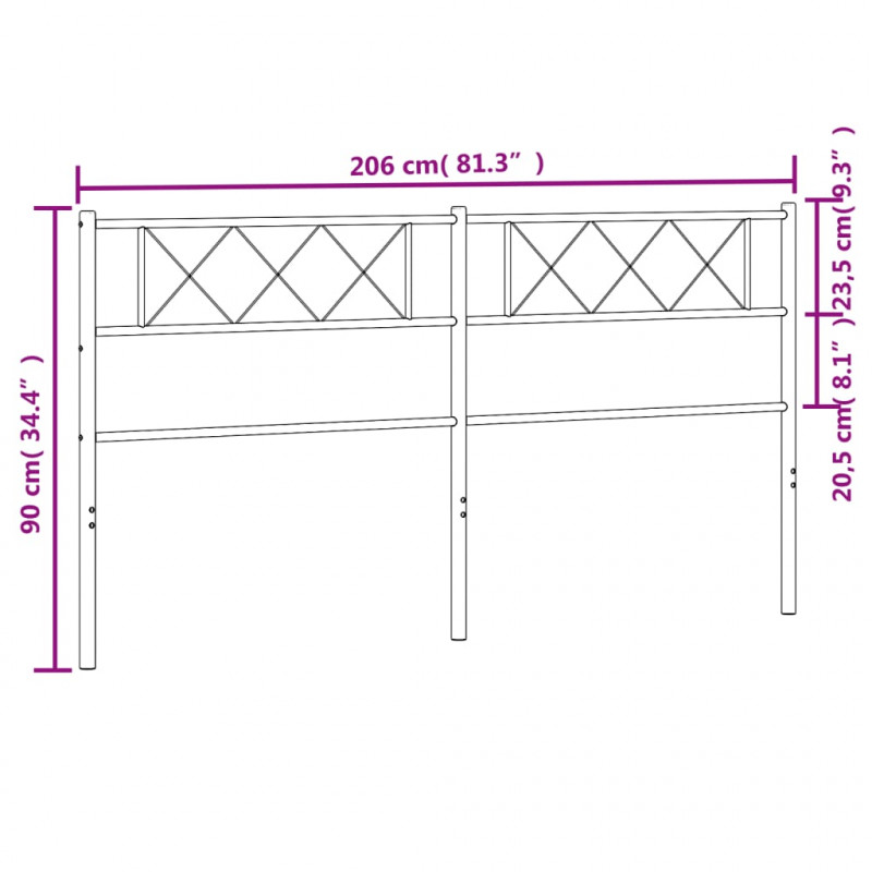 Metalowe wezgłowie, białe, 200 cm