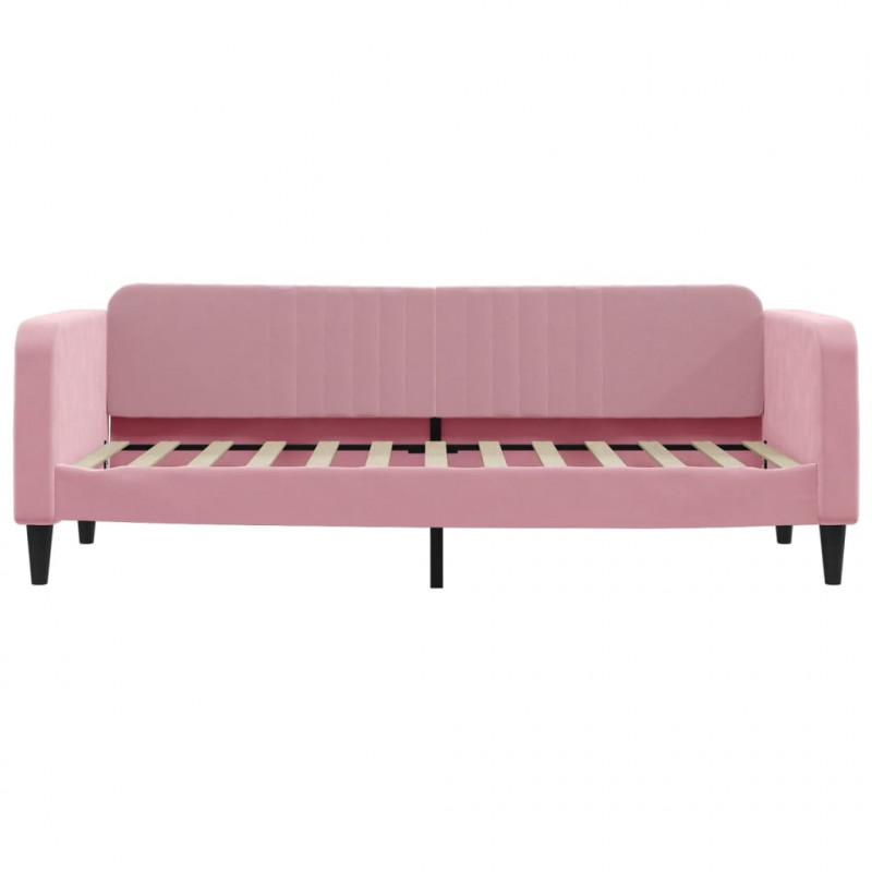 Sofa z materacem do spania, różowa, 80x200 cm, aksamit