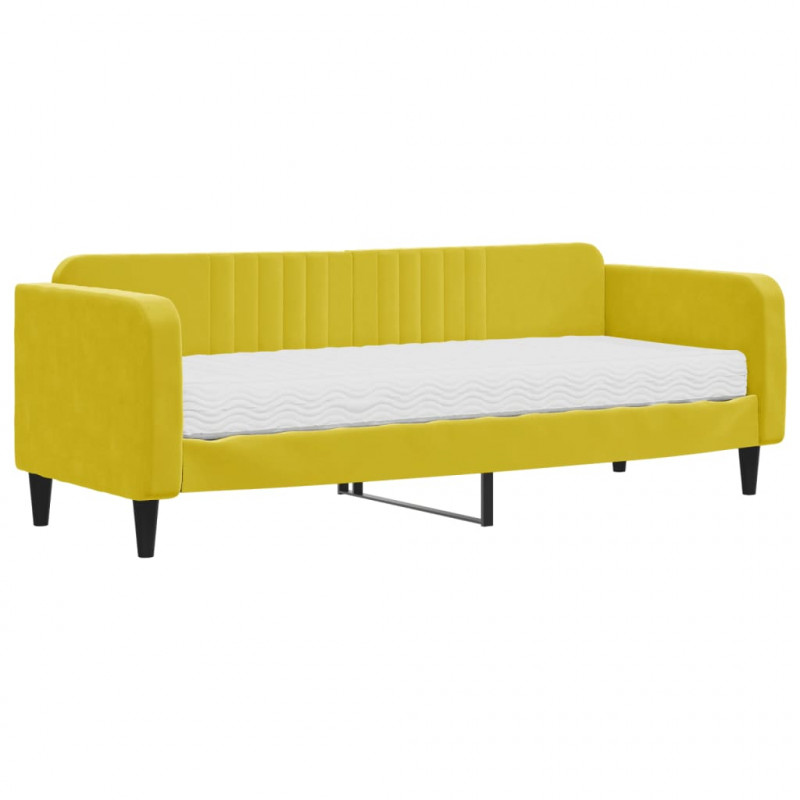 Sofa z materacem do spania, żółta, 80x200 cm, aksamit