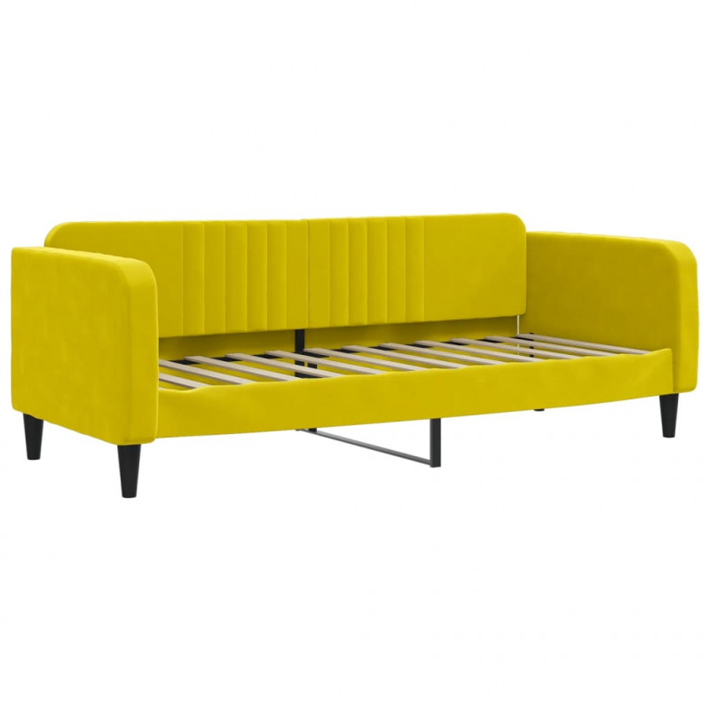Sofa z materacem do spania, żółta, 80x200 cm, aksamit