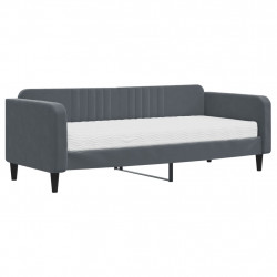 Sofa z materacem do spania, ciemnoszara, 90x200 cm, aksamit