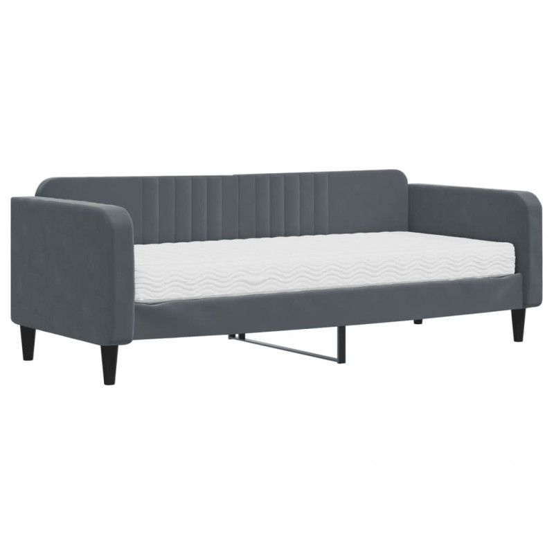 Sofa z materacem do spania, ciemnoszara, 90x200 cm, aksamit