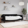 Sofa z materacem do spania, czarna, 90x190 cm, aksamit