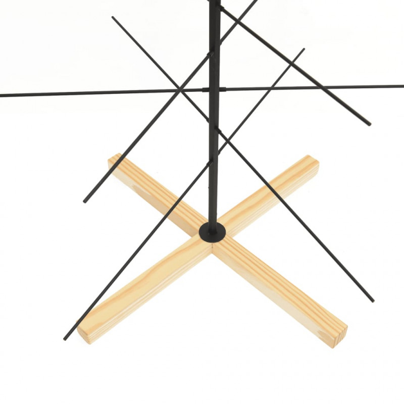 Metalowa choinka z drewnianą podstawą, czarna, 150 cm