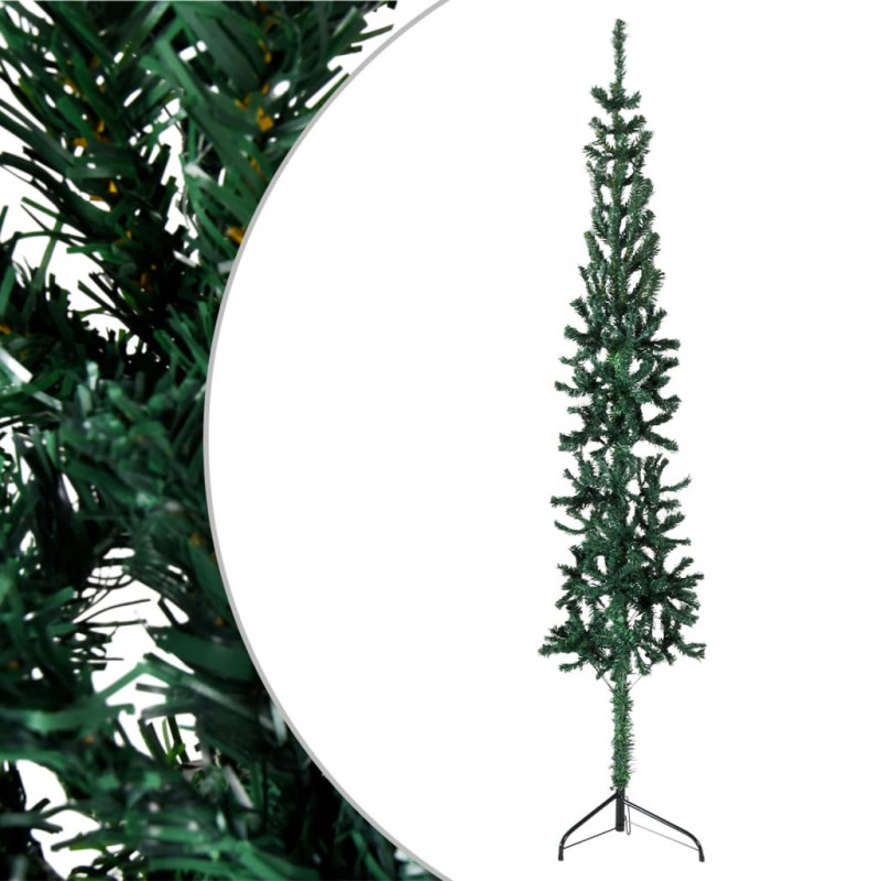 Smukła choinka połówka ze stojakiem, sztuczna, zielona, 120 cm