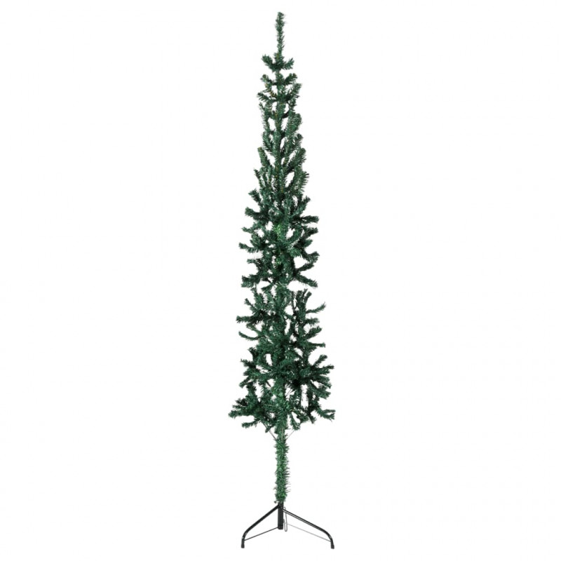 Smukła choinka połówka ze stojakiem, sztuczna, zielona, 120 cm