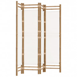 Składany parawan 4-panelowy, 160 cm, bambus i płótno